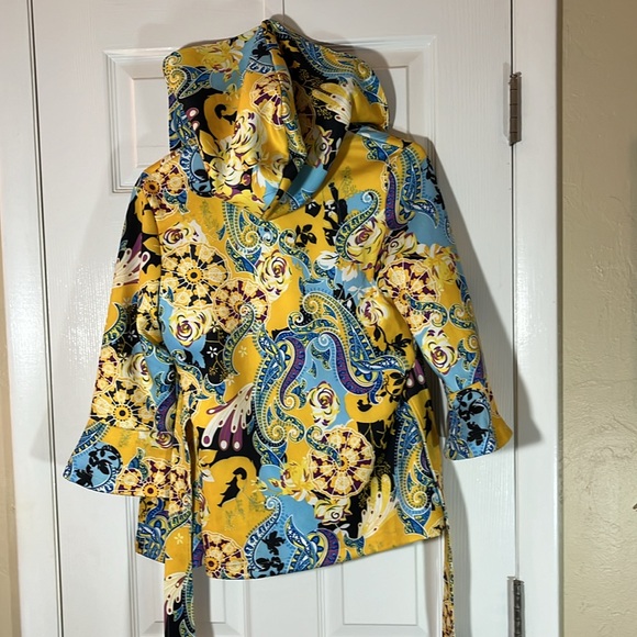 Dygarni jacket crop hoodie art to wear ruffle sleeve multicolor paisley boho S - Picture 11 of 16